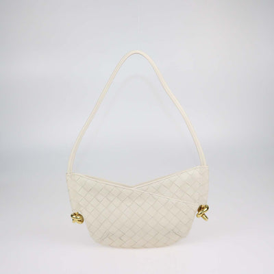 Bottega Veneta Sea Salt Intrecciato Leather Baby Solstice Shoulder Bag