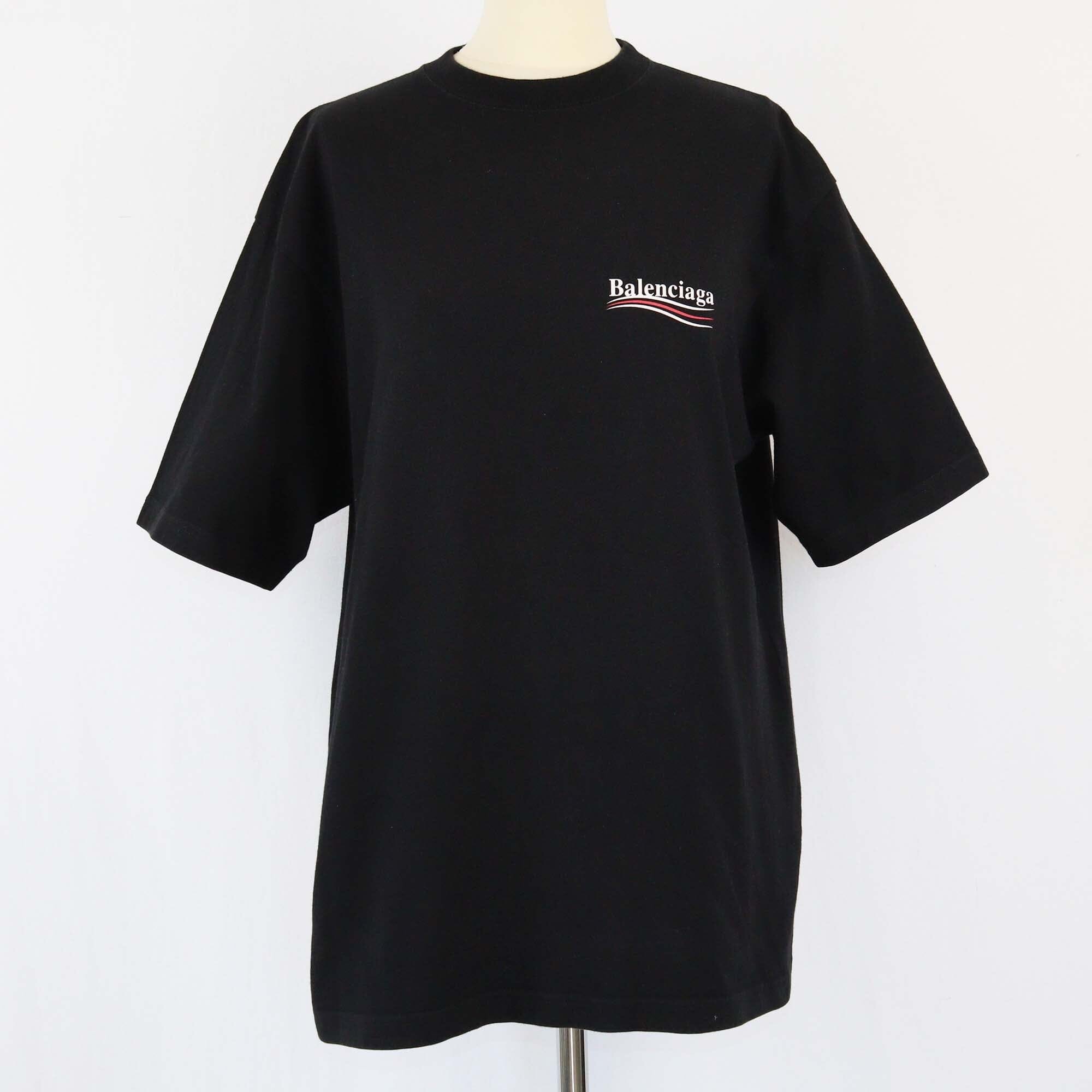 Balenciaga Black Logo Print Crew Neck T Shirt Mens Balenciaga 