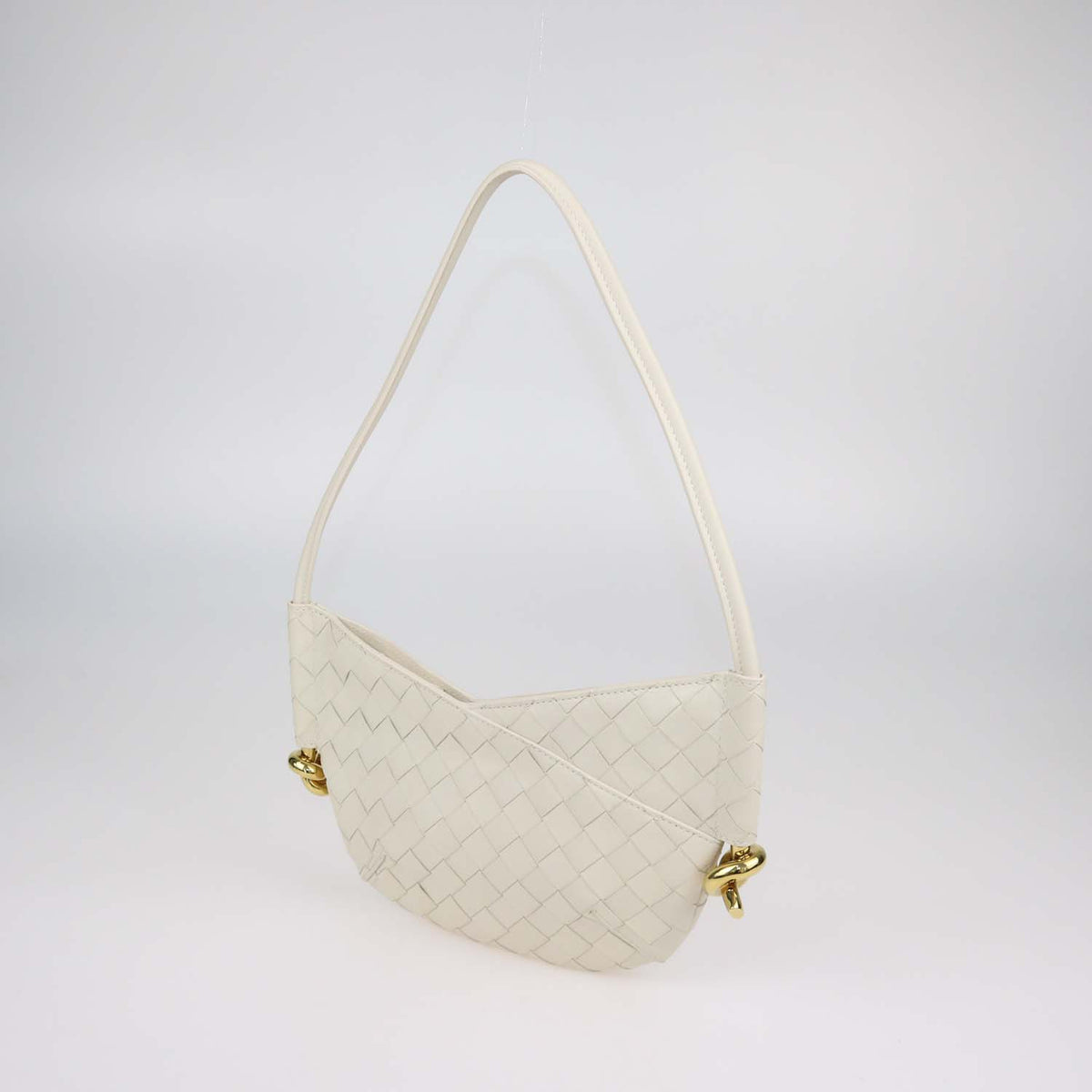 Bottega Veneta Sea Salt Intrecciato Leather Baby Solstice Shoulder Bag