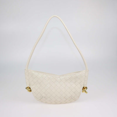 Bottega Veneta Sea Salt Intrecciato Leather Baby Solstice Shoulder Bag