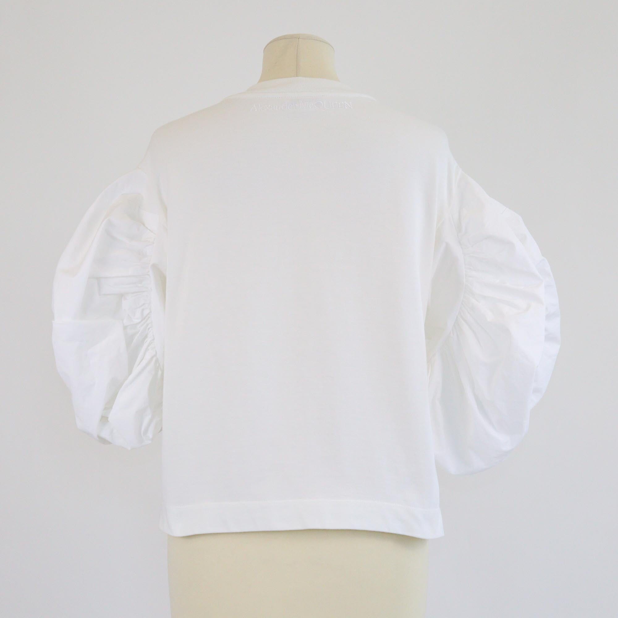 Alexander McQueen White Ruched Puff Sleeve Shirt Womens Alexander McQueen 