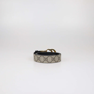 Gucci Beige/Black GG Supreme Canvas and Leather Reversible GG Marmont Buckle Belt