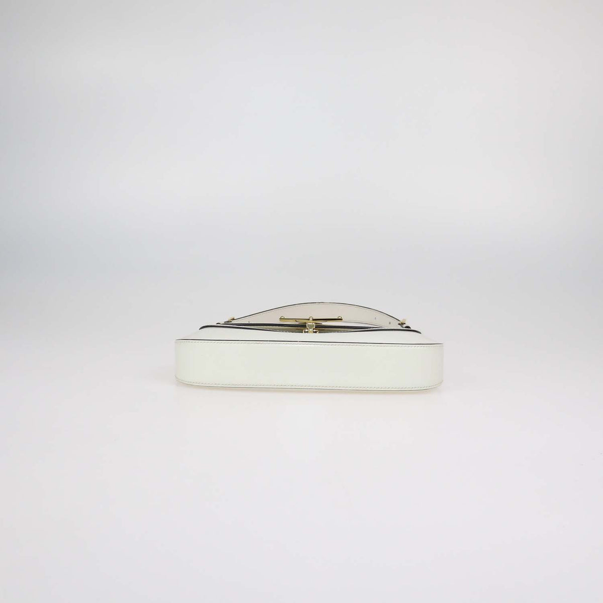 Prada Ivory Brushed Leather Plaque Flap Shoulder Bag