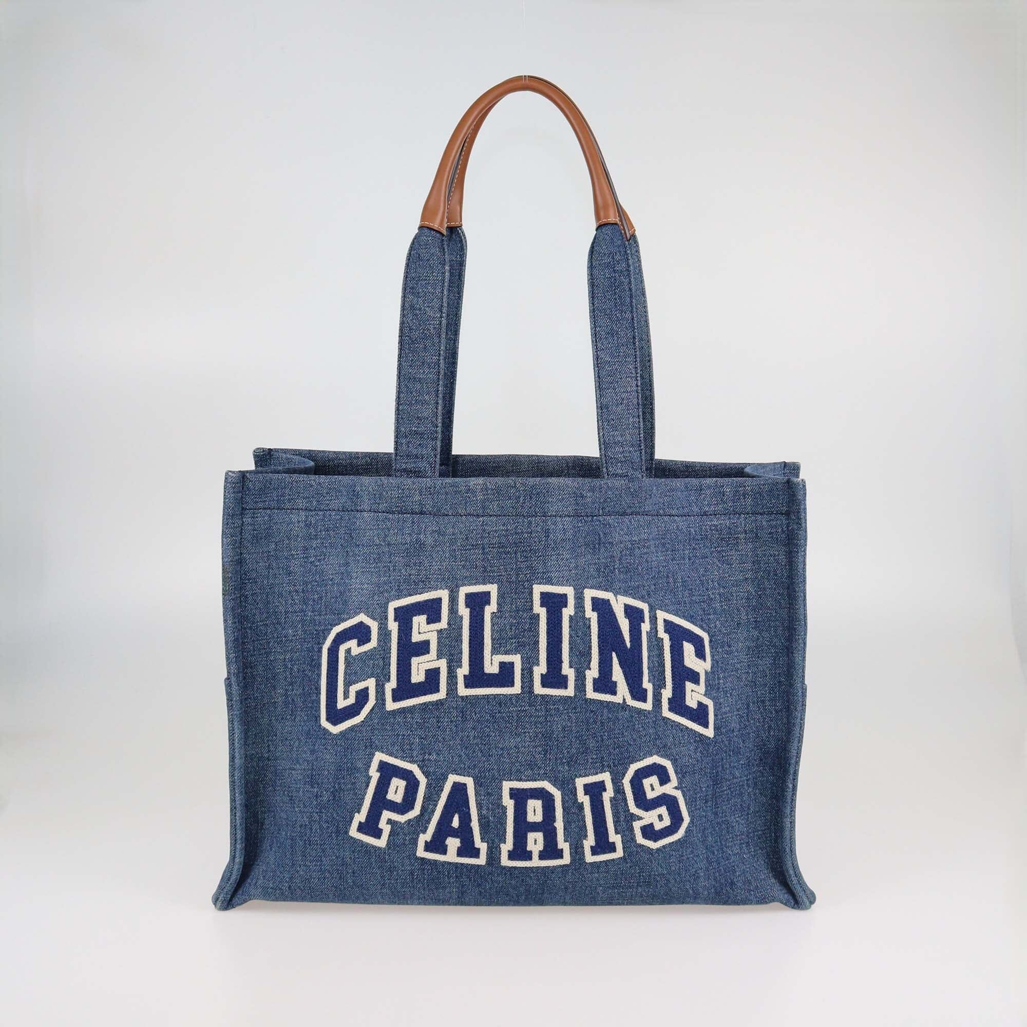 Celine Blue Denim Large Thais Cabas Tote Womens Celine 