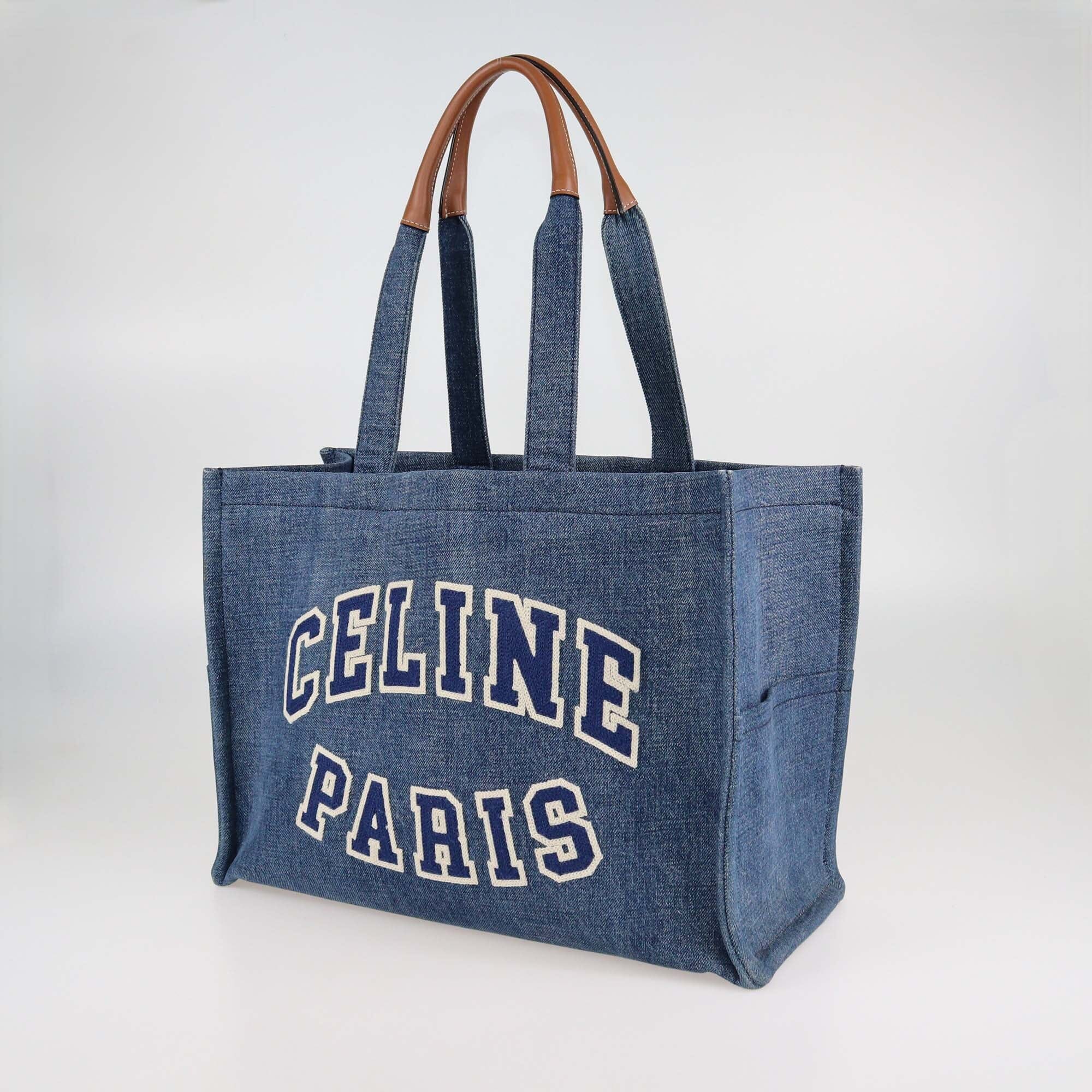 Celine Blue Denim Large Thais Cabas Tote Womens Celine 