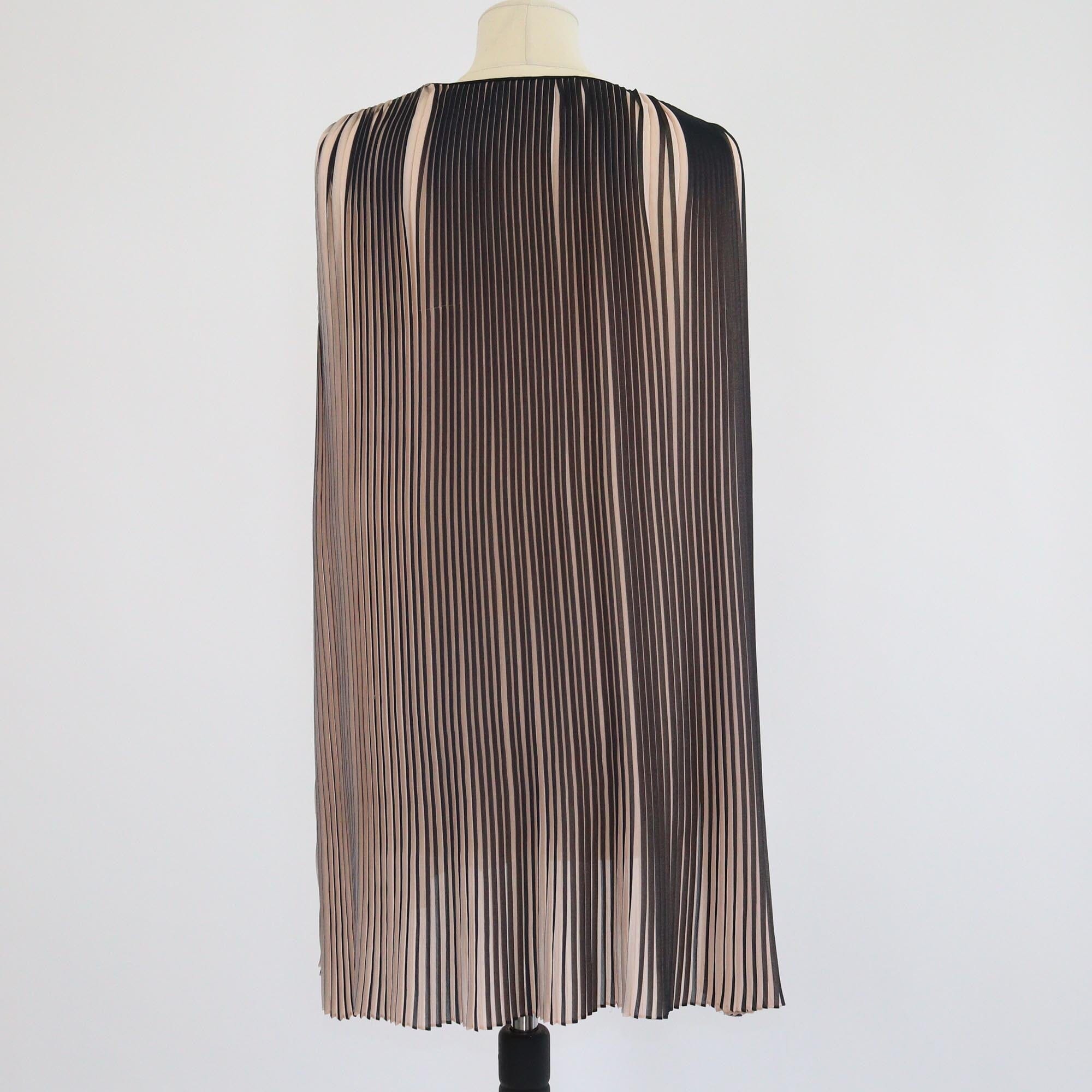 Stella McCartney Peach/Black Striped Pleated Sleeveless Tops Womens Stella McCartney 