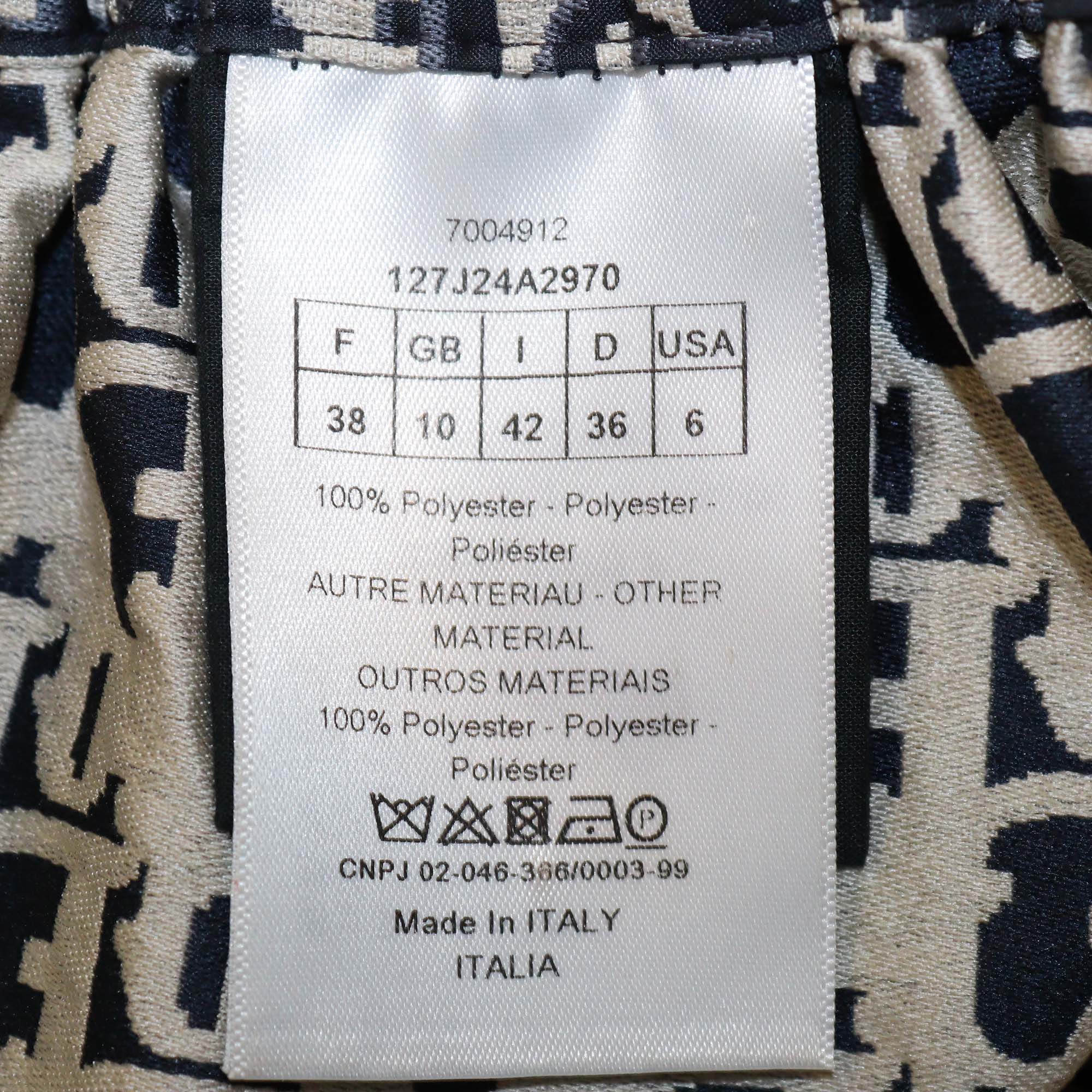 Christian Dior Navy Blue Oblique Jacquard Midi Skirt