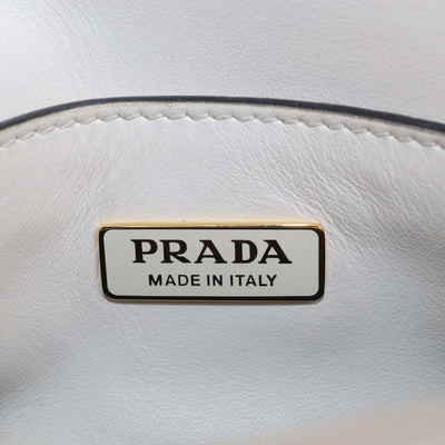 Prada Ivory Brushed Leather Plaque Flap Shoulder Bag