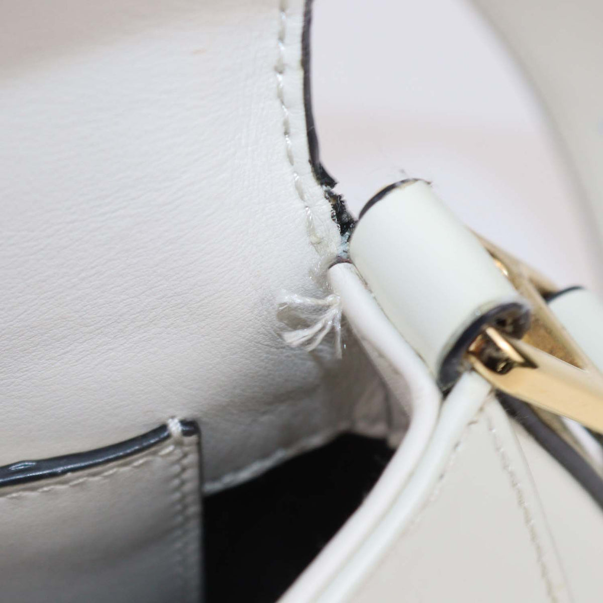 Prada Ivory Brushed Leather Plaque Flap Shoulder Bag