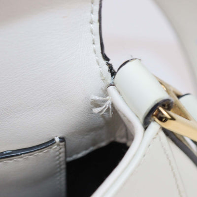 Prada Ivory Brushed Leather Plaque Flap Shoulder Bag