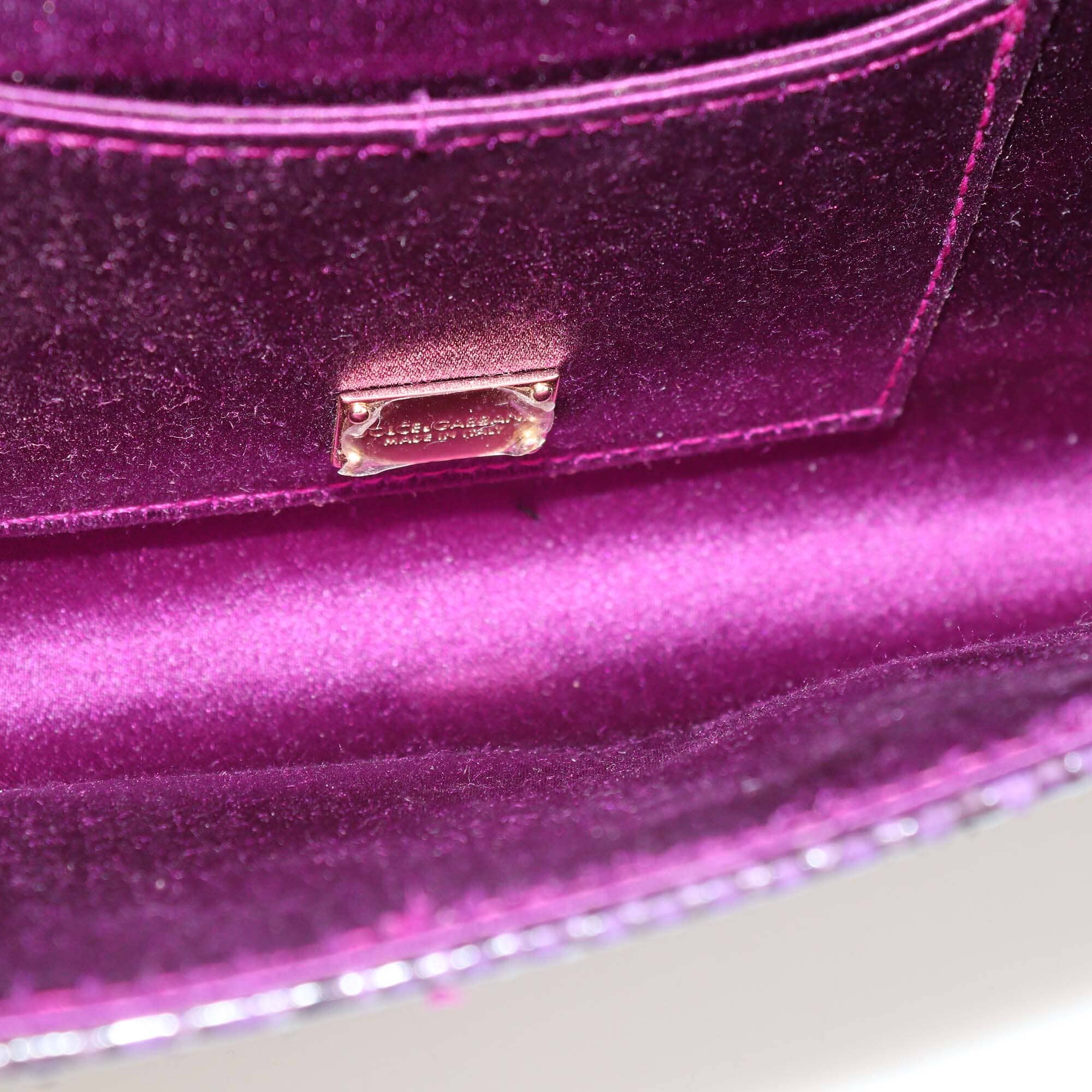 Dolce & Gabbana Purple Python Crystal Embellished Chain Clutch Womens Dolce & Gabbana 