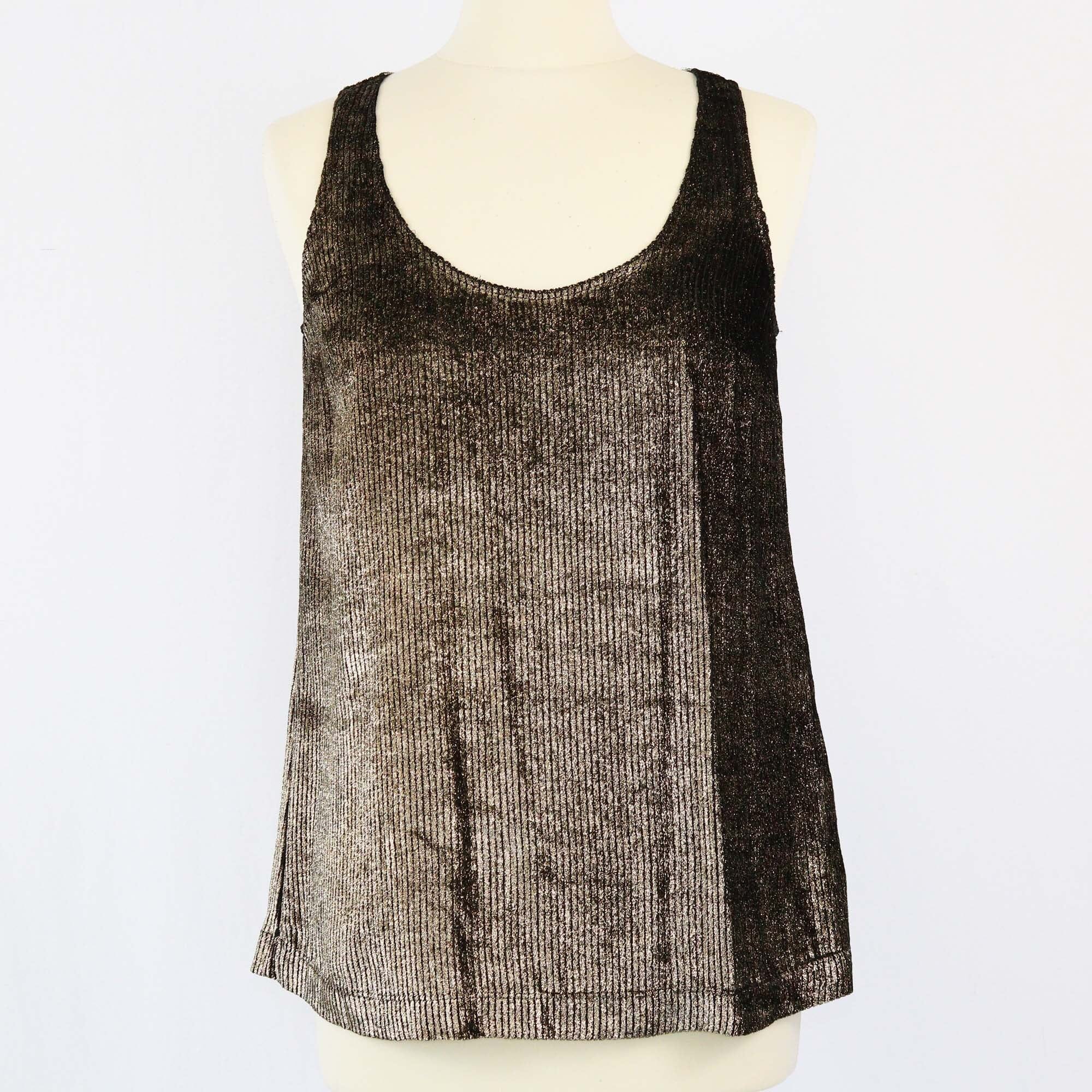 Brunello Cucinelli Metallic Gold/Black Sleeveless Top Womens Brunello Cucinelli 