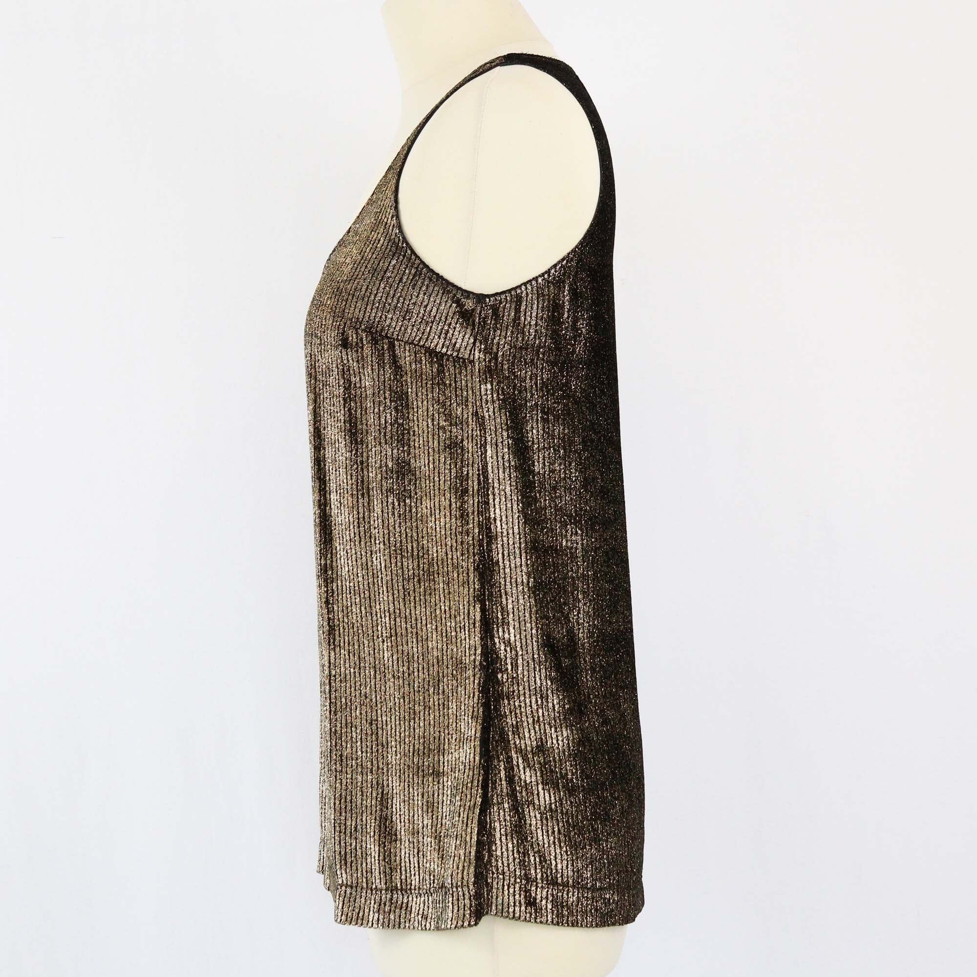 Brunello Cucinelli Metallic Gold/Black Sleeveless Top Womens Brunello Cucinelli 