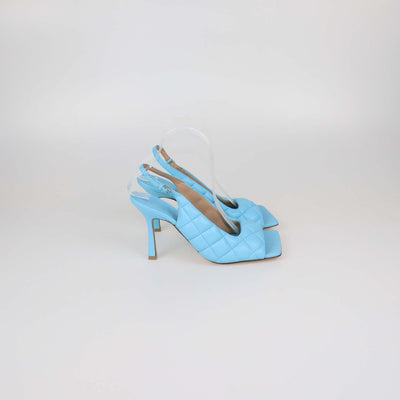 Bottega Veneta Light Blue Quilted Padded Leather Slingback Sandals