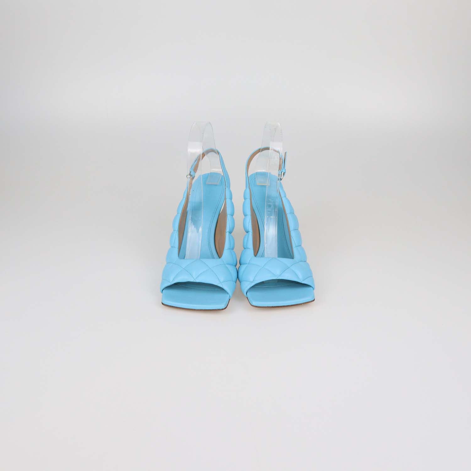 Bottega Veneta Light Blue Quilted Padded Leather Slingback Sandals