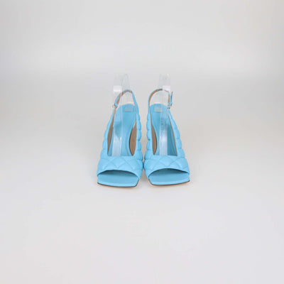 Bottega Veneta Light Blue Quilted Padded Leather Slingback Sandals