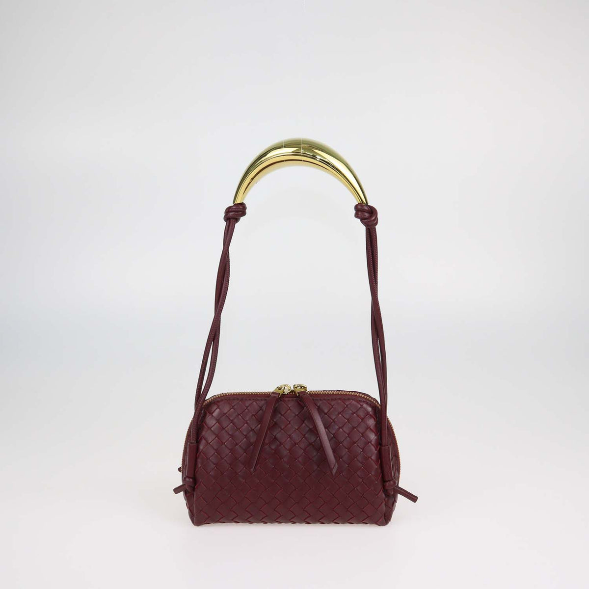 Bottega Veneta Dark Red Intrecciato Leather Concert Pouch Bag