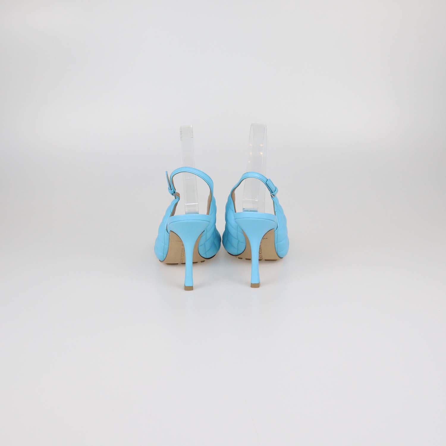 Bottega Veneta Light Blue Quilted Padded Leather Slingback Sandals