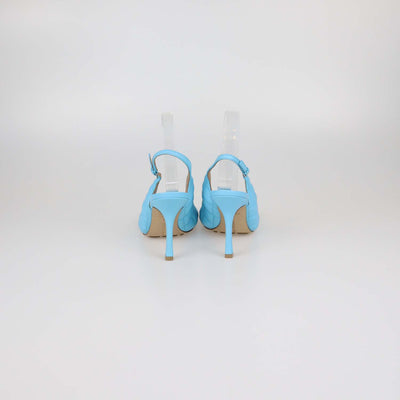 Bottega Veneta Light Blue Quilted Padded Leather Slingback Sandals