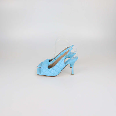 Bottega Veneta Light Blue Quilted Padded Leather Slingback Sandals