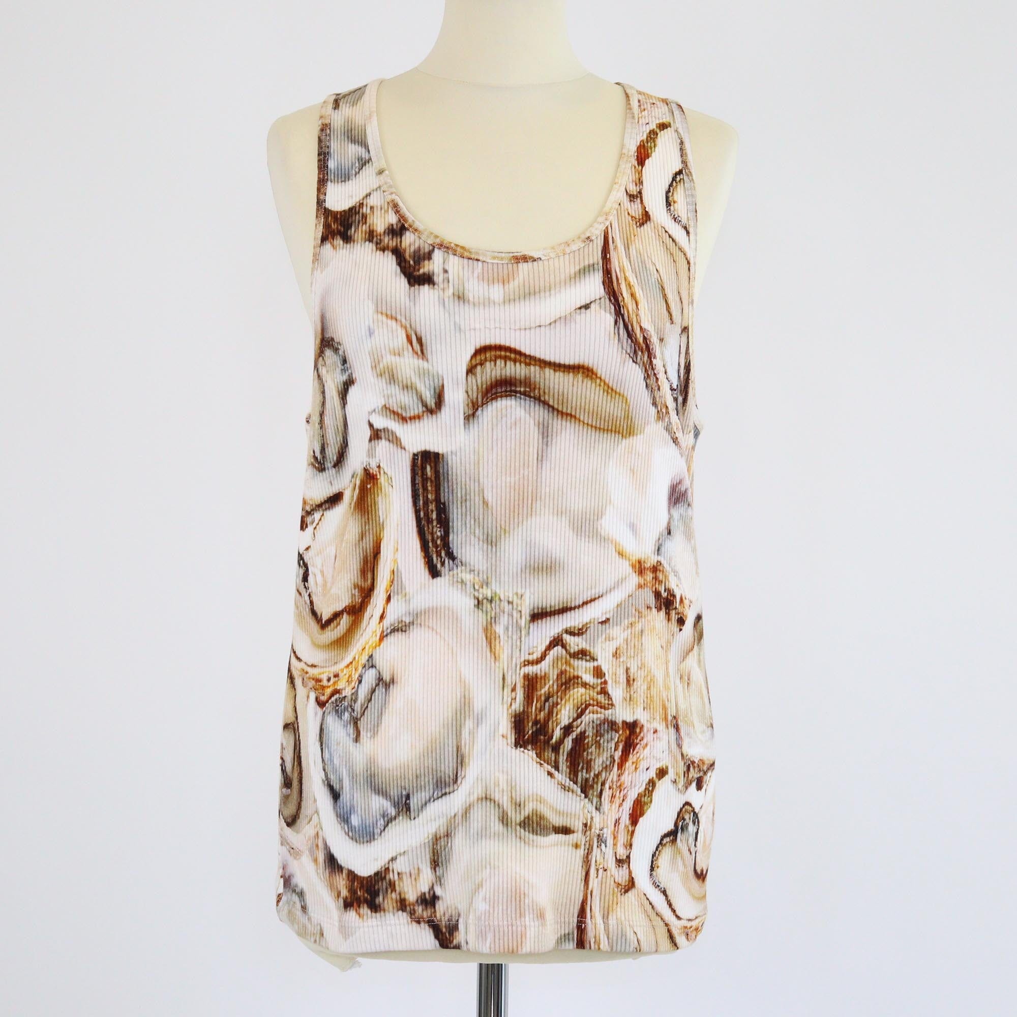 Loewe Multicolor Oyster Print Scoop Neck Sleeveless Ribbed Knit Tank Top Womens Loewe 