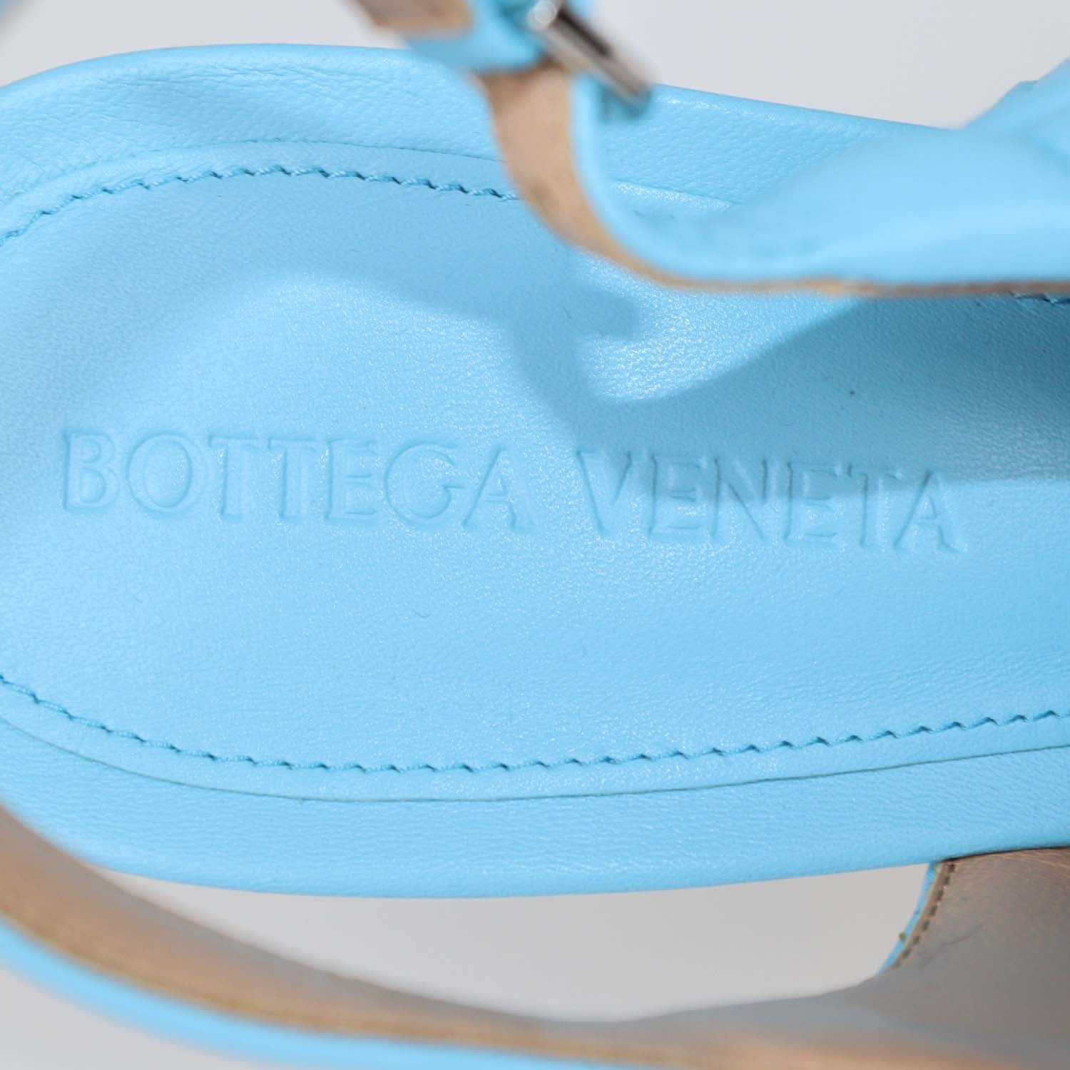 Bottega Veneta Light Blue Quilted Padded Leather Slingback Sandals