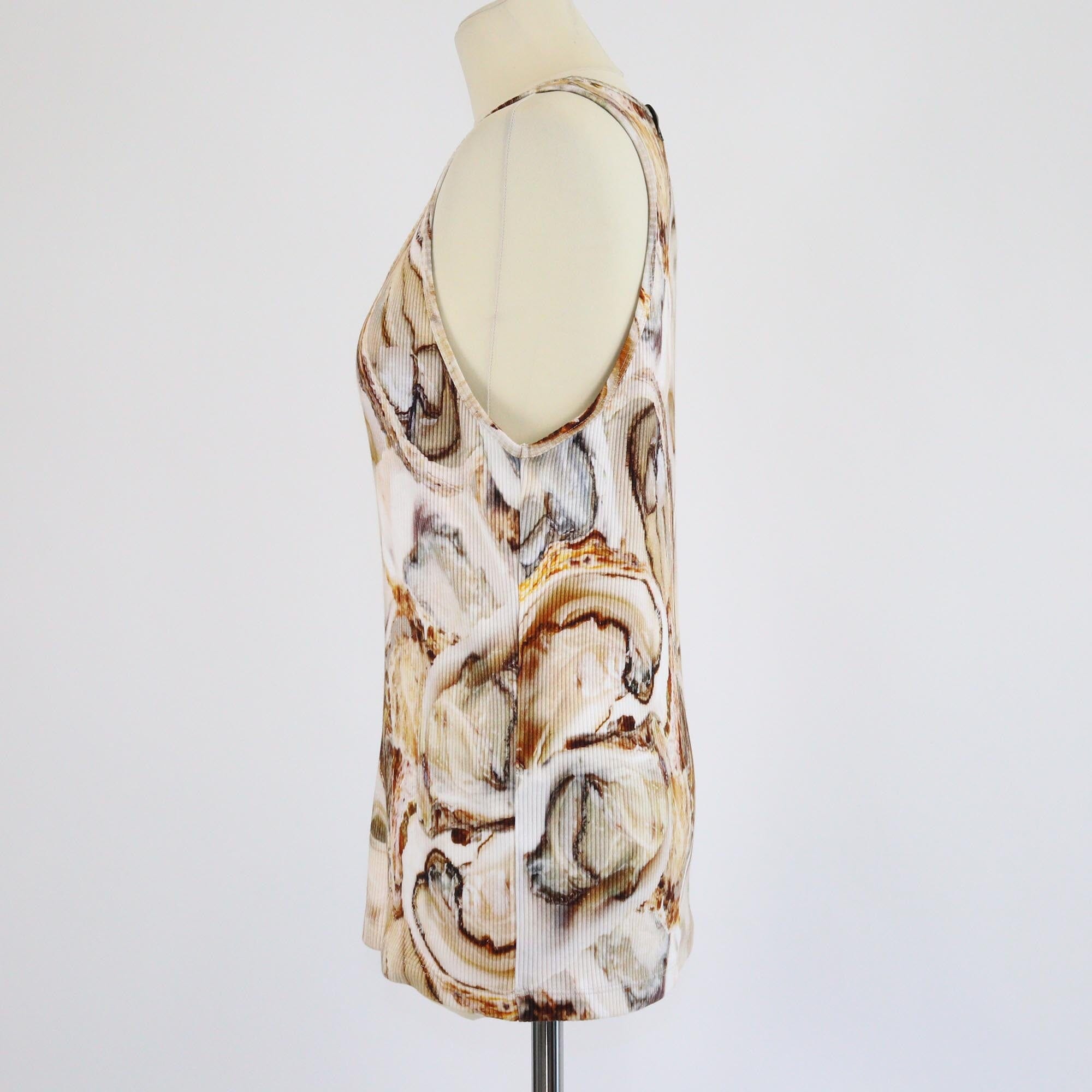 Loewe Multicolor Oyster Print Scoop Neck Sleeveless Ribbed Knit Tank Top Womens Loewe 