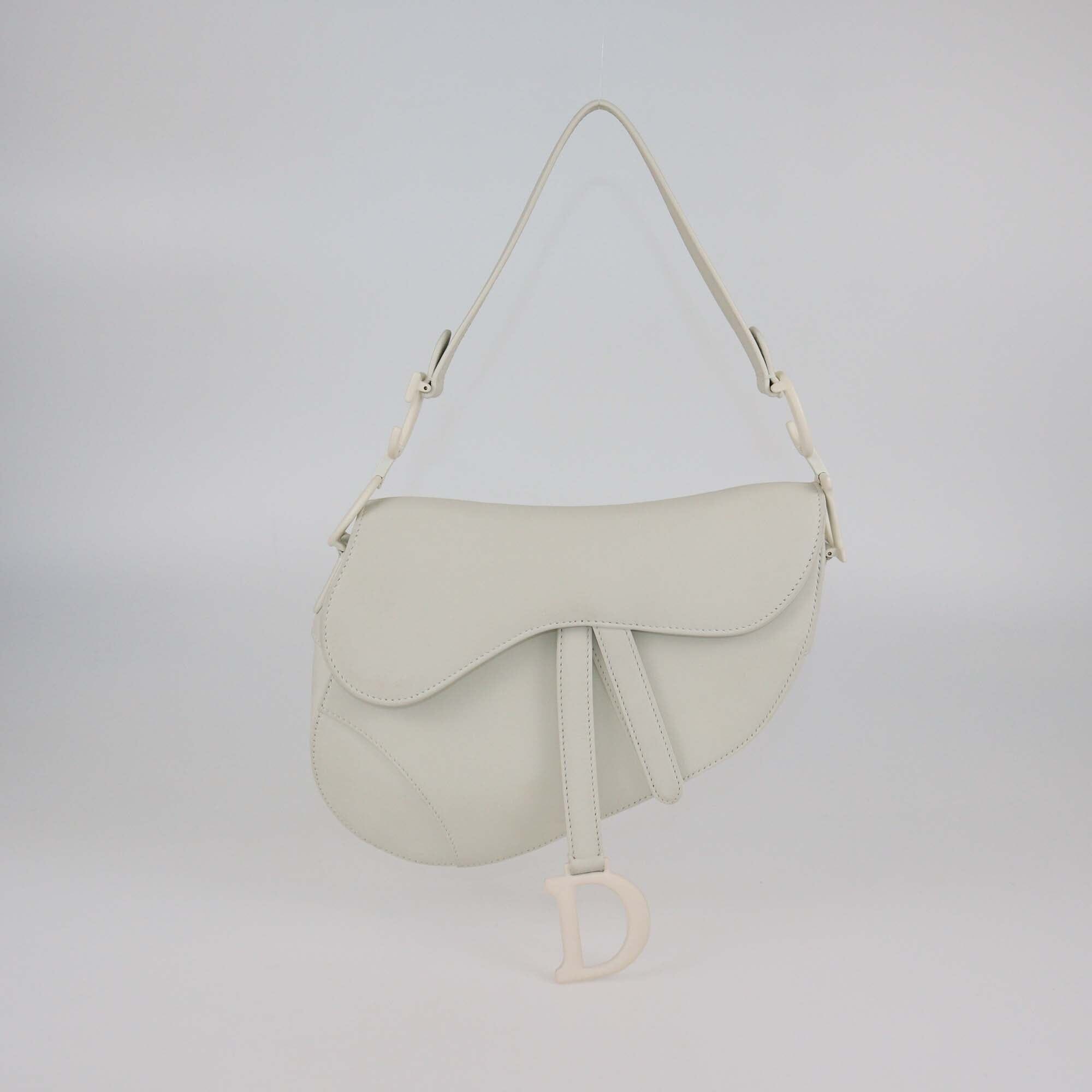 Christian Dior Off White Leather Saddle Bag Womens Christian Dior 