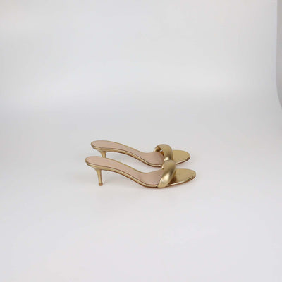Gianvito Rossi Gold Leather Bijoux Slide Mules
