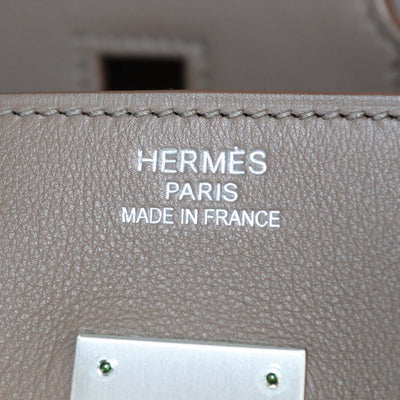 Hermes Etoupe, Argile, Rose Jaipur Clemence and Swift Leather Brushed Palladium Birkin 35 Bag
