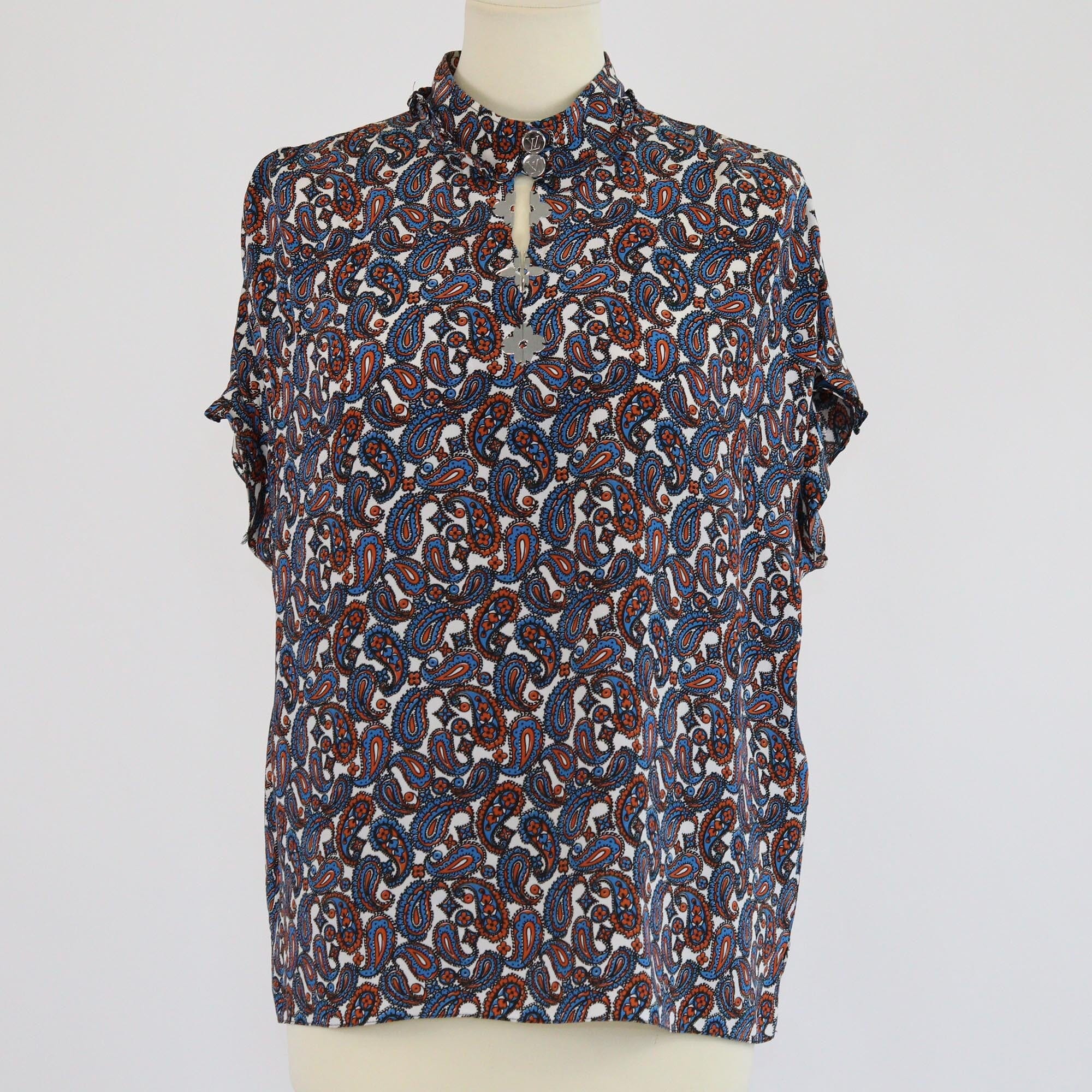 Louis Vuitton Multicolor Multicolor Bandana Print Silk Sleeveless Blouse Womens Louis Vuitton 