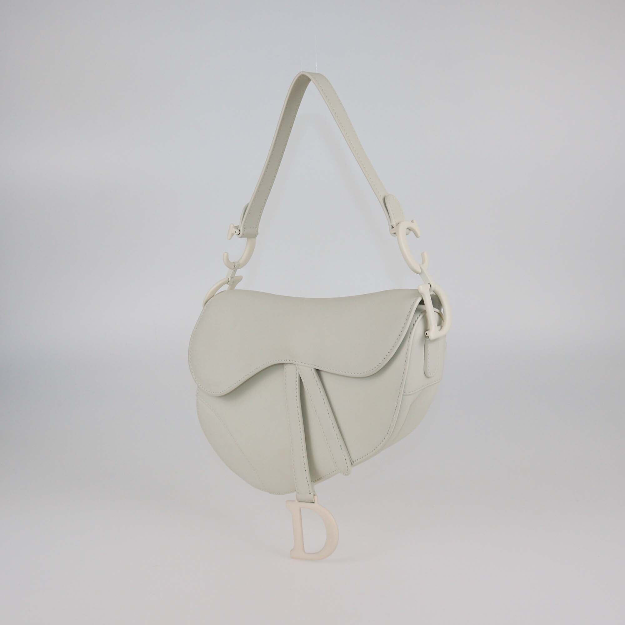 Christian Dior Off White Leather Saddle Bag Womens Christian Dior 
