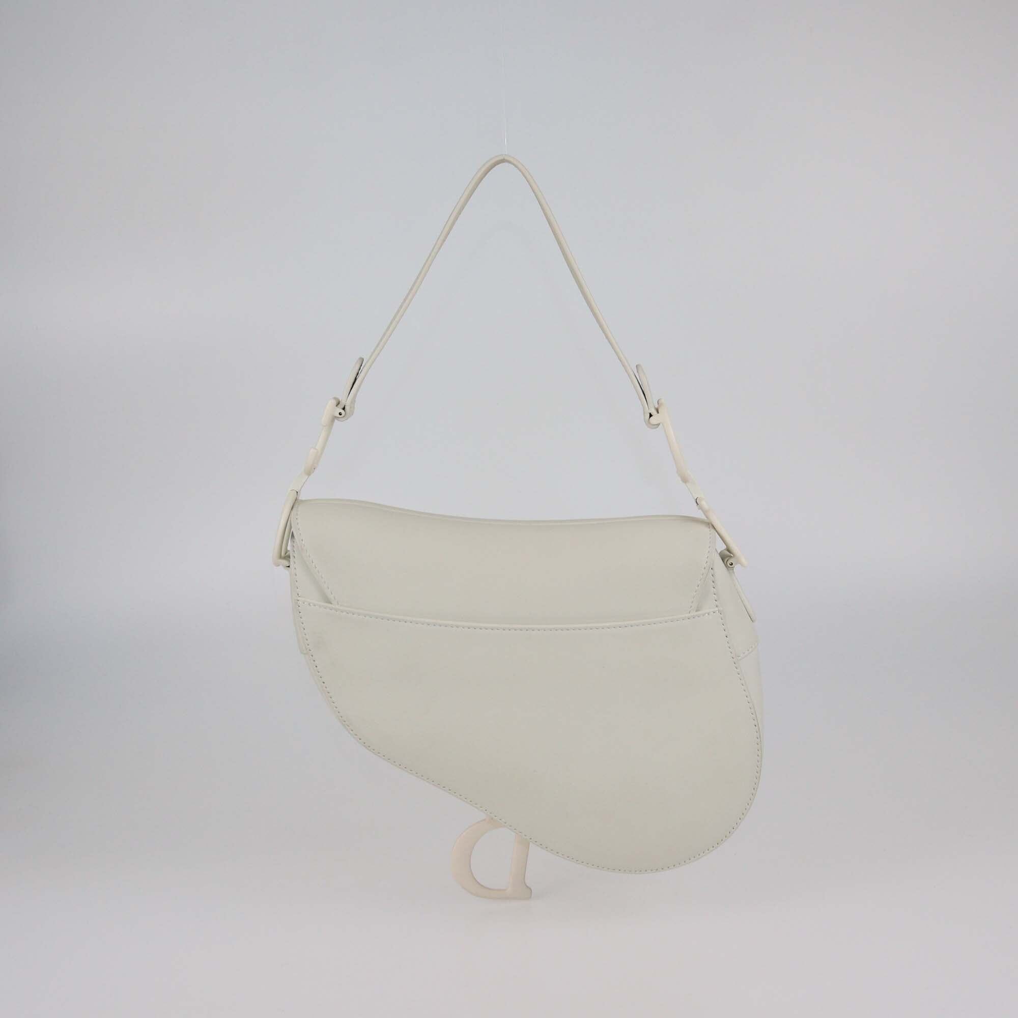 Christian Dior Off White Leather Saddle Bag Womens Christian Dior 