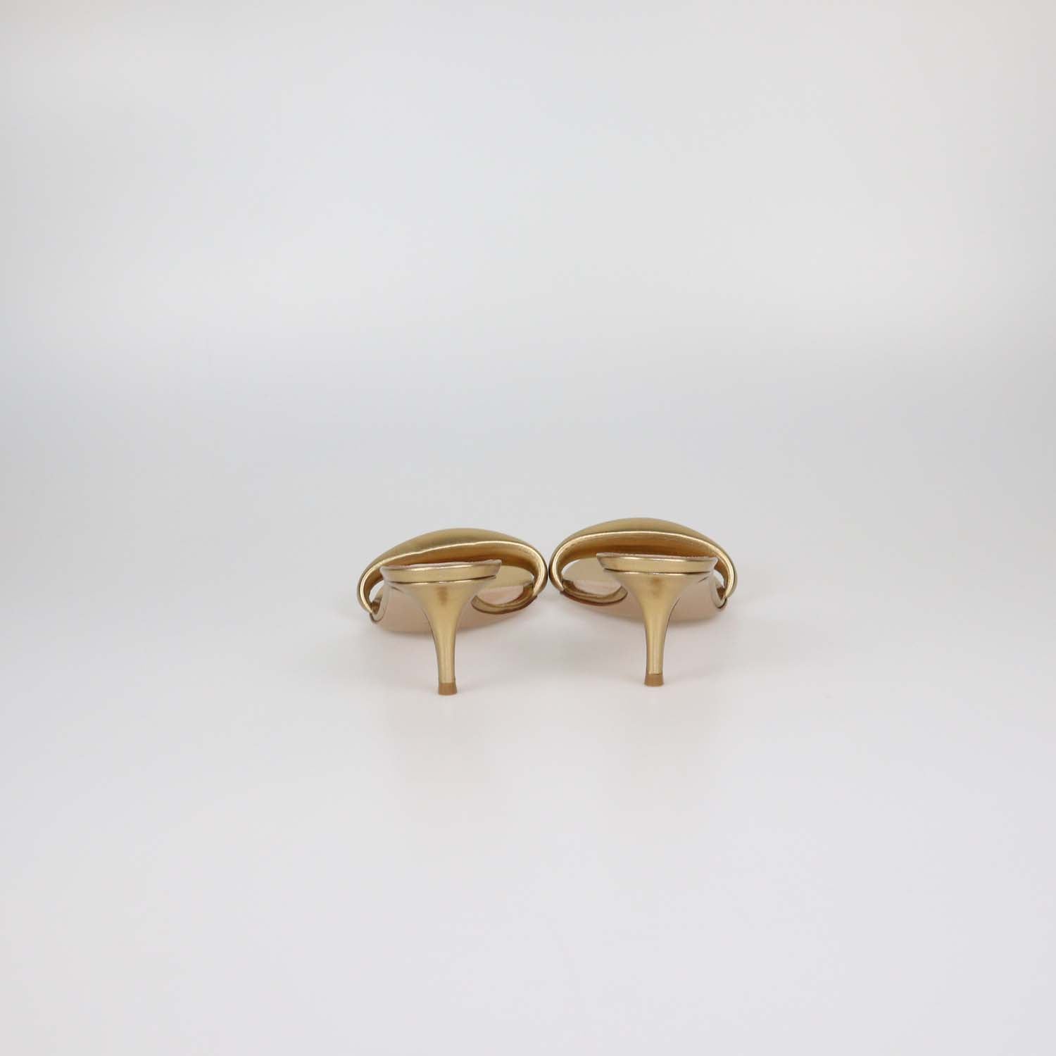 Gianvito Rossi Gold Leather Bijoux Slide Mules