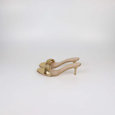 Gianvito Rossi Gold Leather Bijoux Slide Mules