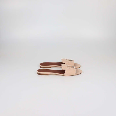 Loro Piana Pink Suede Summer Charms Flat Sandals