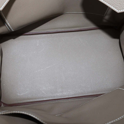 Hermes Etoupe Clemence Leather Palladium Hardware Birkin 35 Bag