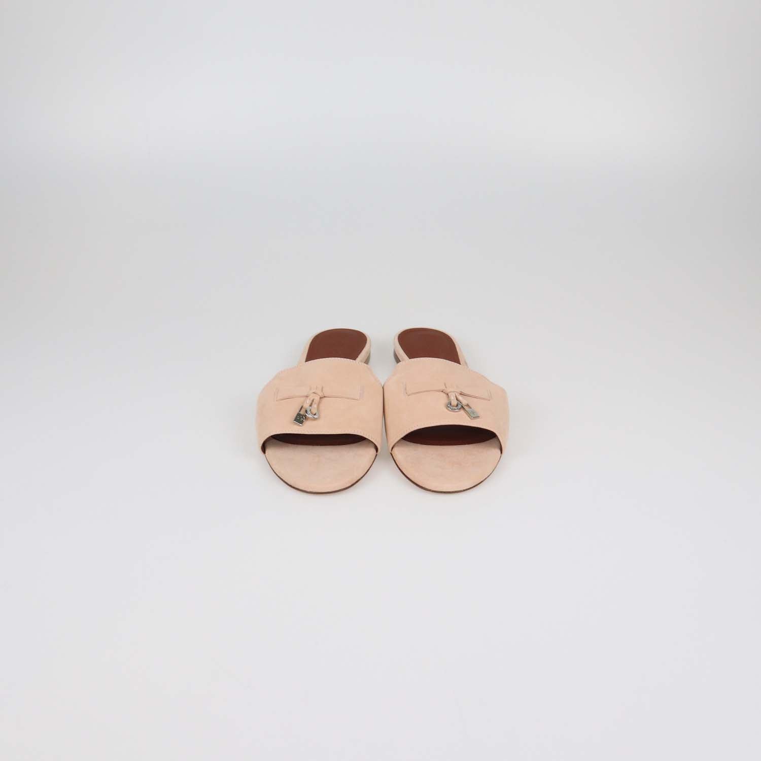 Loro Piana Pink Suede Summer Charms Flat Sandals