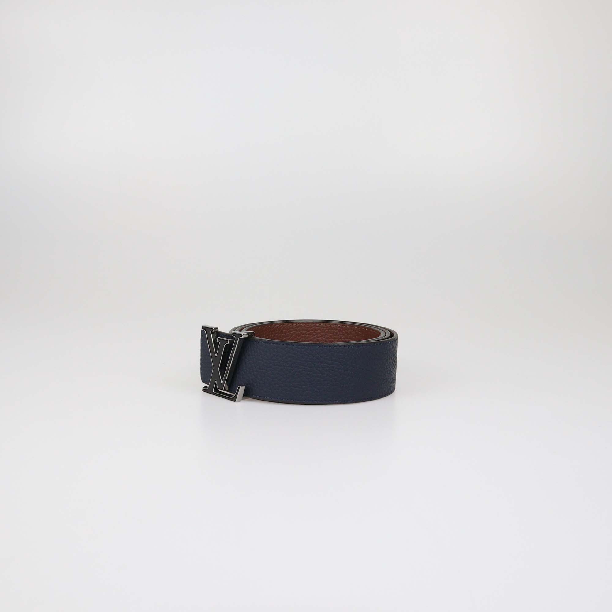 Louis Vuitton Navy Blue/Brown Leather LV Tilt Reversible Belt