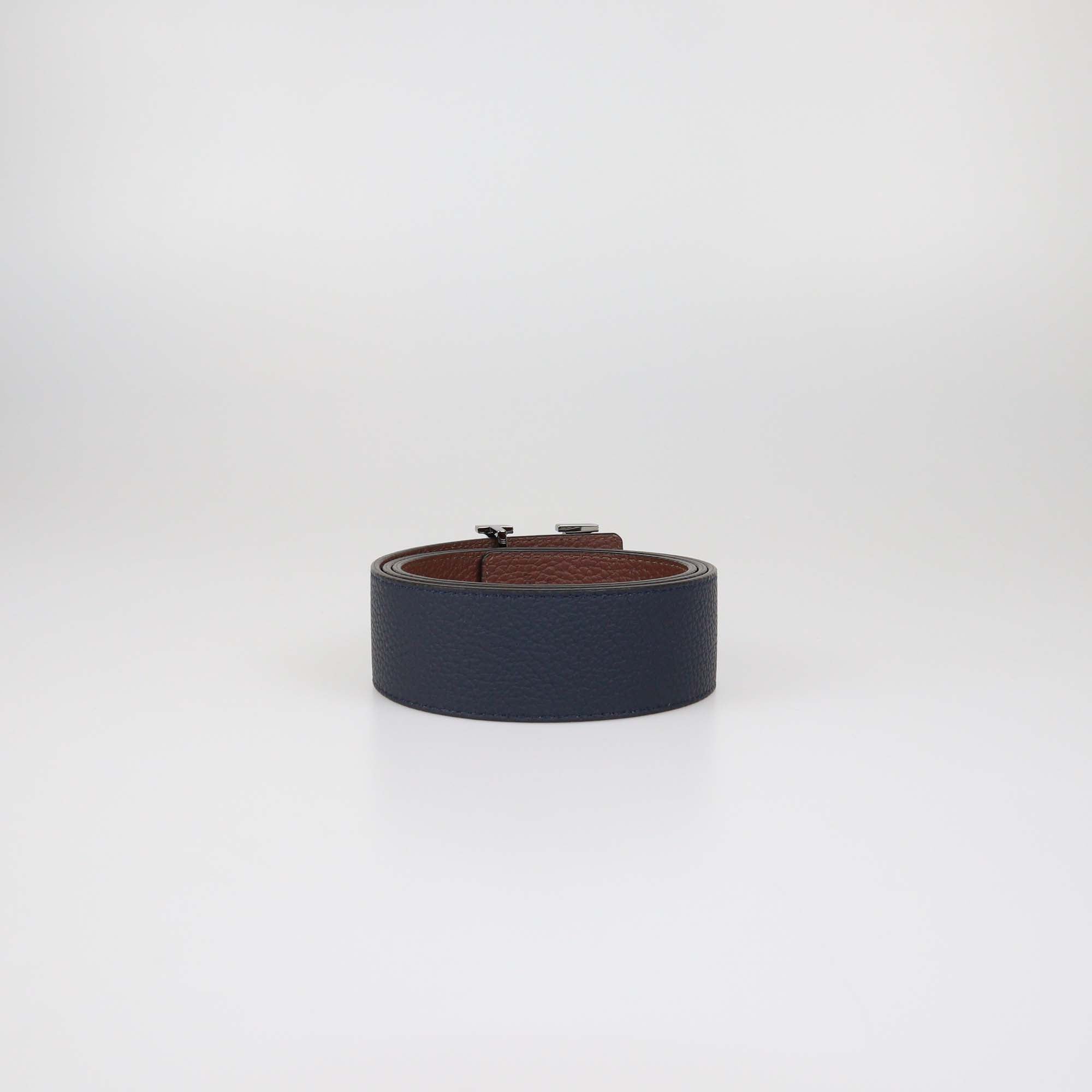 Louis Vuitton Navy Blue/Brown Leather LV Tilt Reversible Belt