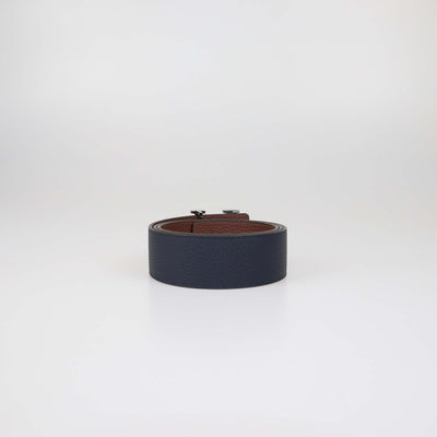 Louis Vuitton Navy Blue/Brown Leather LV Tilt Reversible Belt