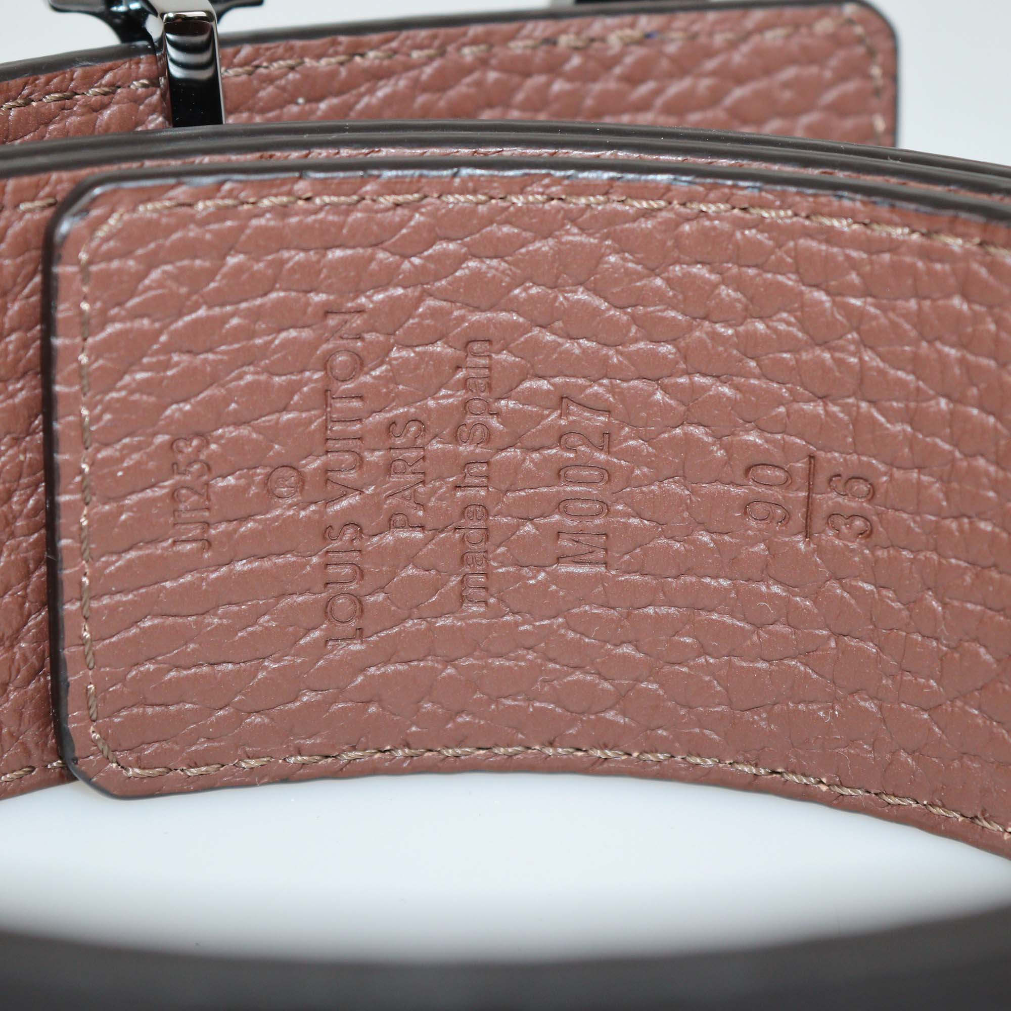 Louis Vuitton Navy Blue/Brown Leather LV Tilt Reversible Belt