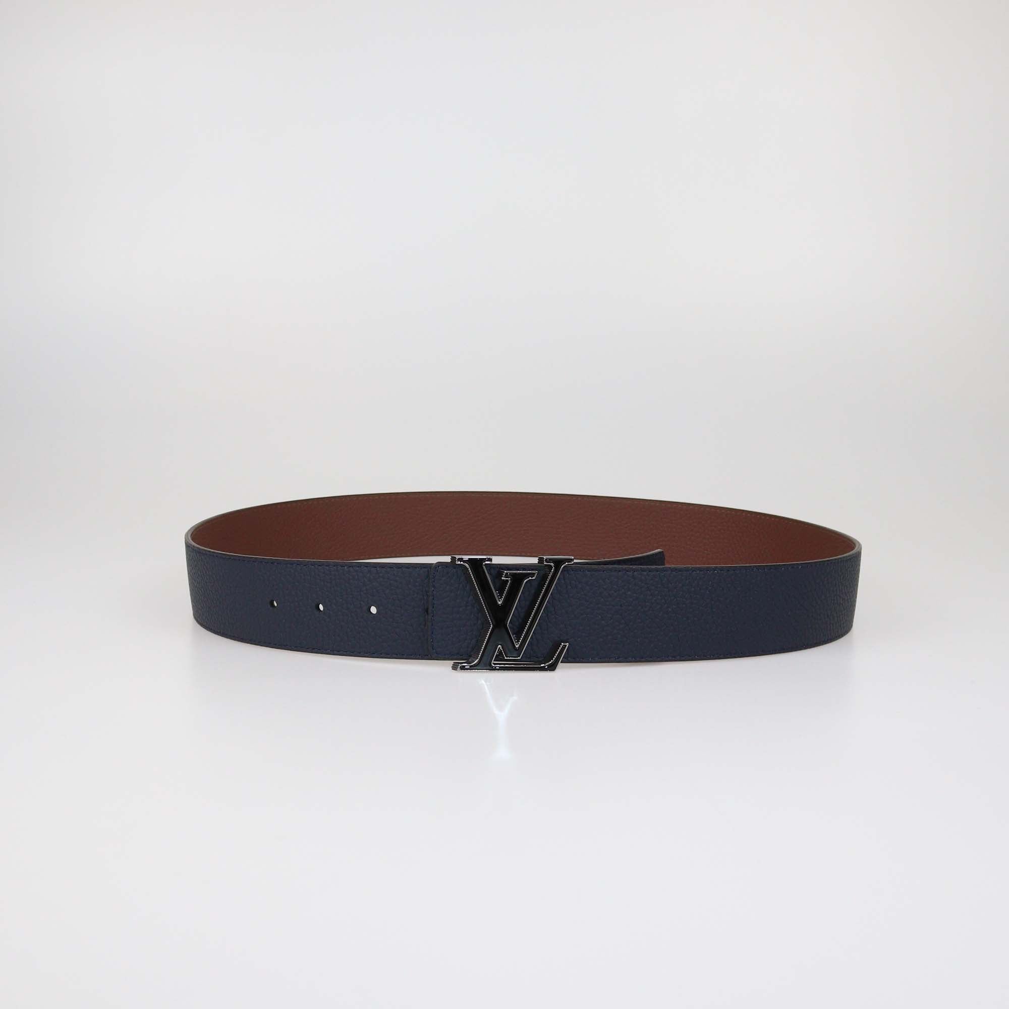 Louis Vuitton Navy Blue/Brown Leather LV Tilt Reversible Belt