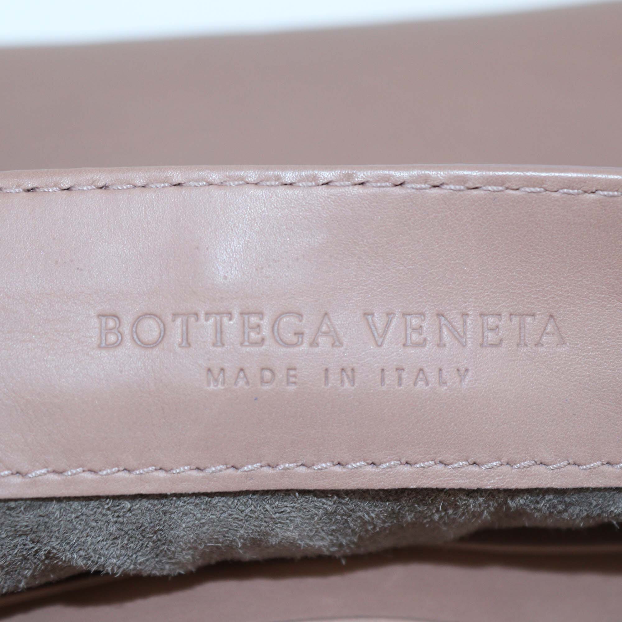 Bottega Veneta Old Rose Leather Metal Edge Wristlet Clutch Womens Bottega Veneta 