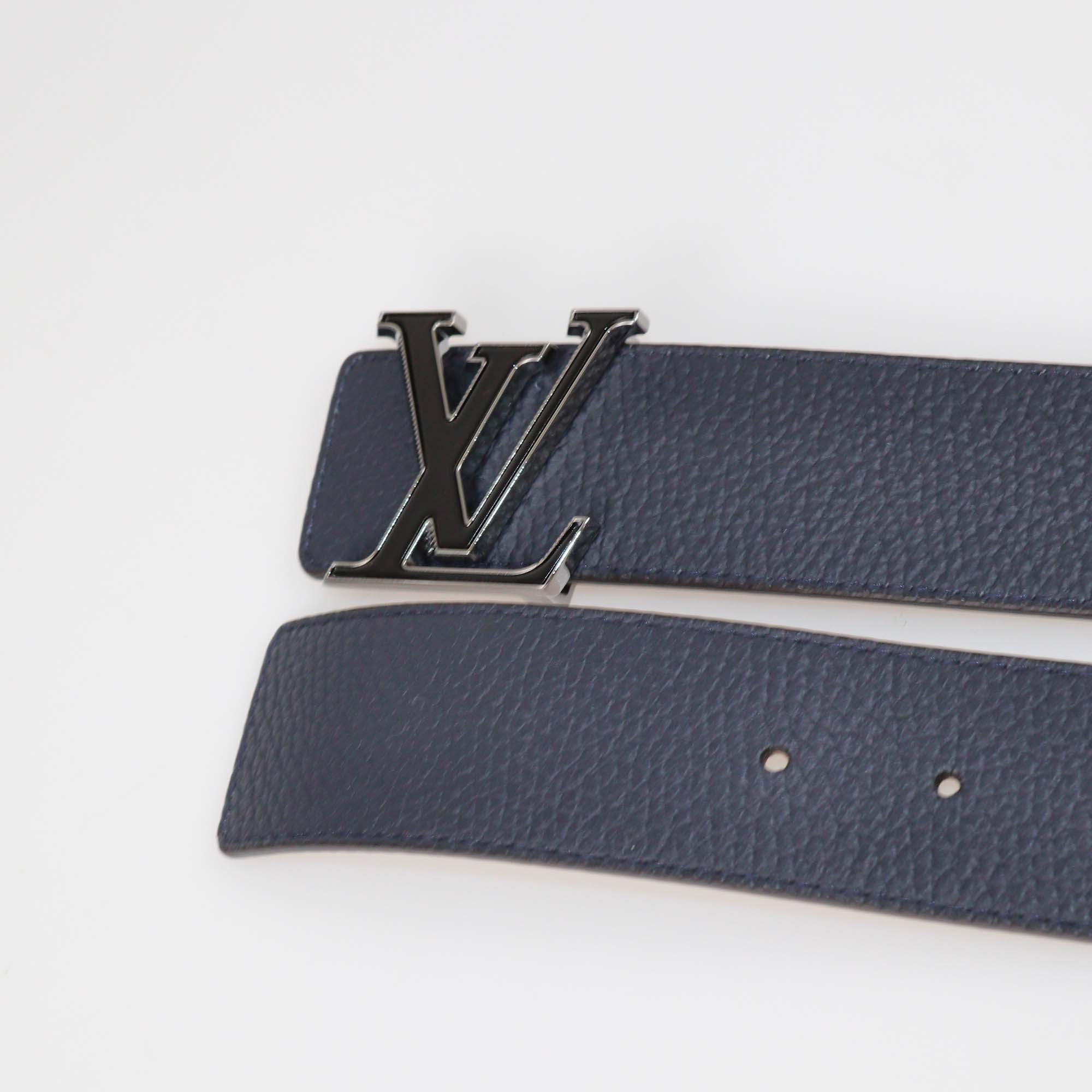 Louis Vuitton Navy Blue/Brown Leather LV Tilt Reversible Belt