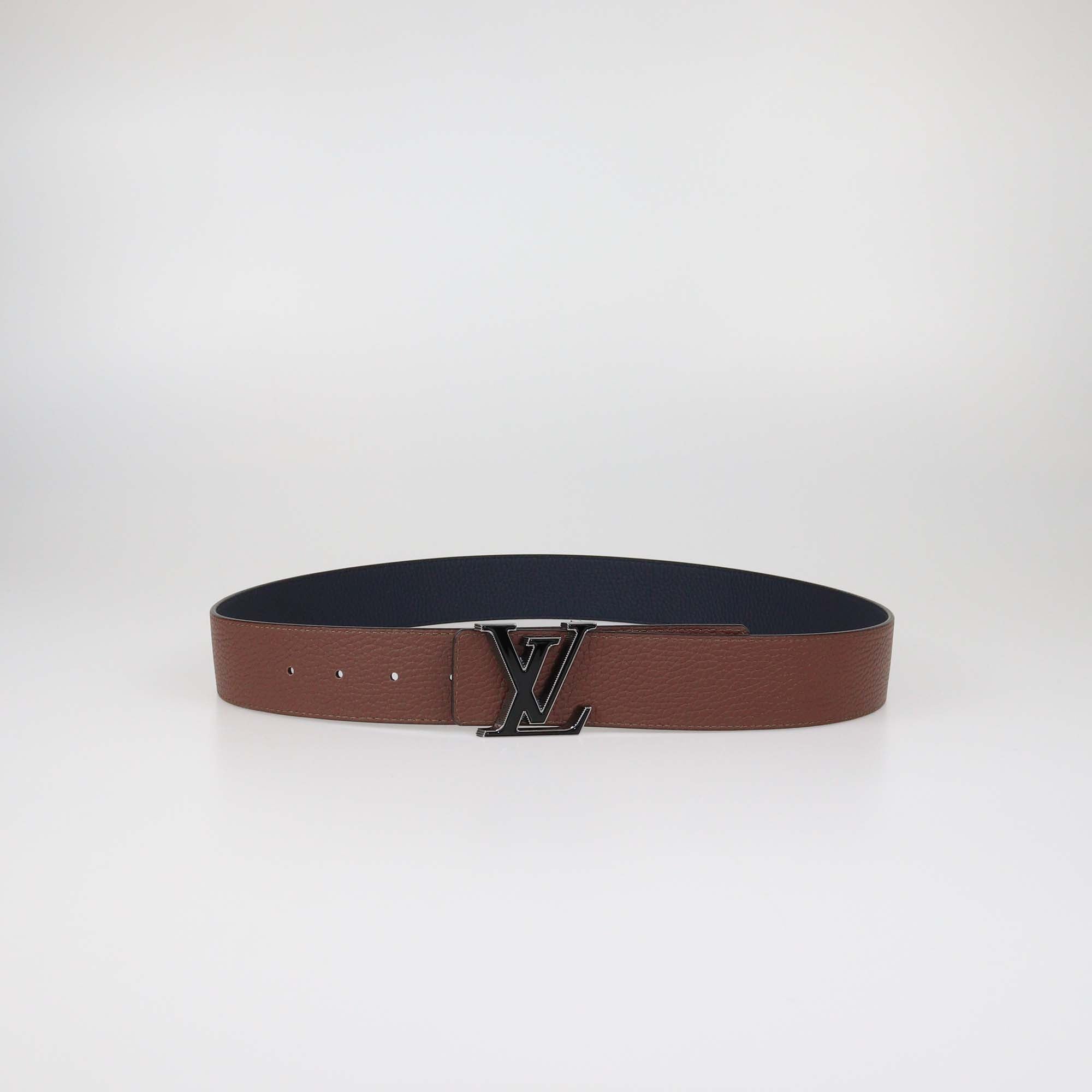 Louis Vuitton Navy Blue/Brown Leather LV Tilt Reversible Belt
