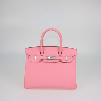 Hermes Rose Confetti Epsom Leather Palladium Hardware Birkin 30 Bag
