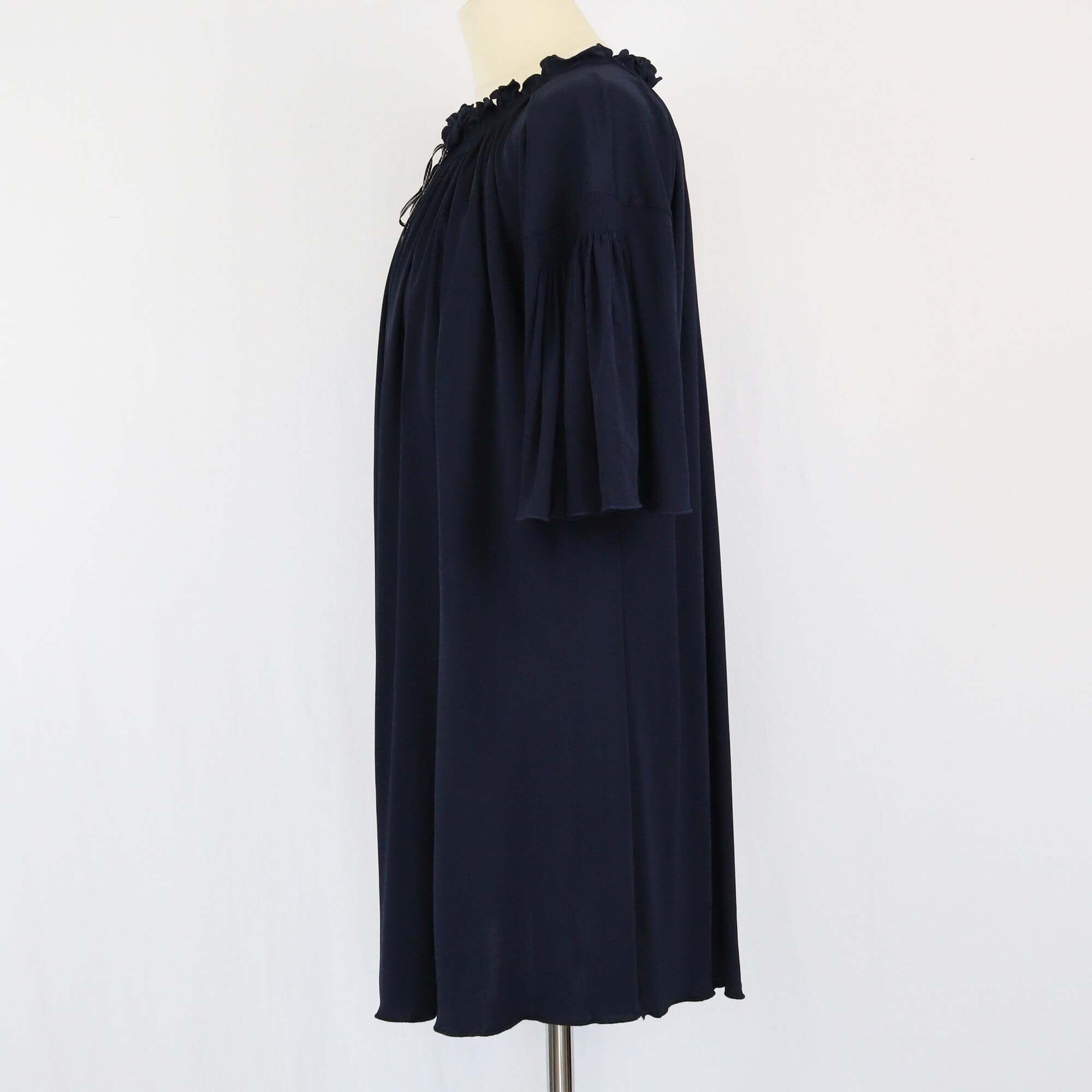 Louis Vuitton Navy Blue Ruffle Midi Dress Womens Louis Vuitton 