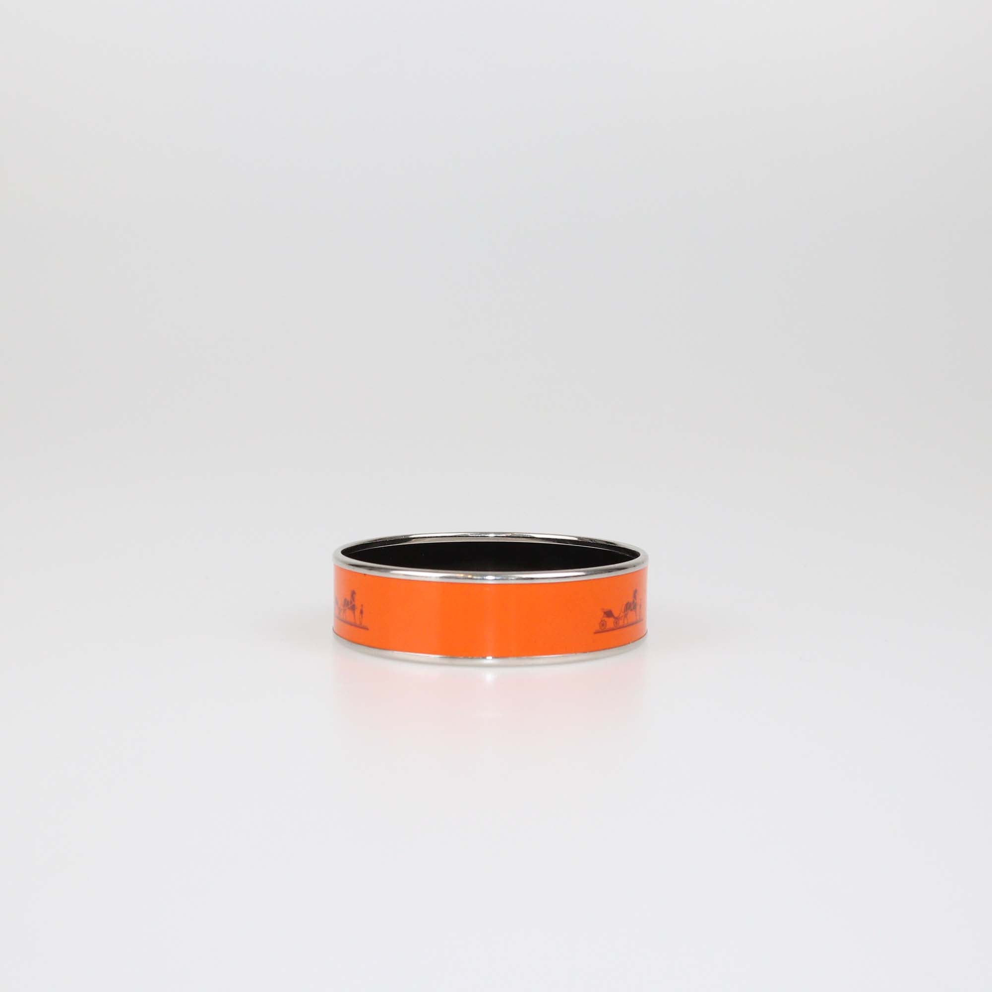 Hermes Enamel Palladium Caleche Bangle Bracelet