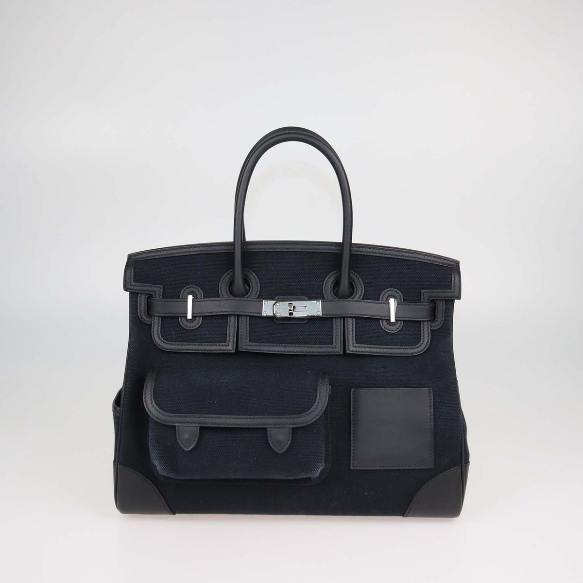 Hermes Black Swift and Goeland Canvas Cargo Birkin 35 Bag